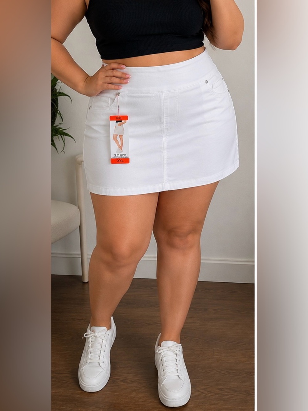 S.C. & CO. XXL White Stretch Skort Skirt With Built In Shorts